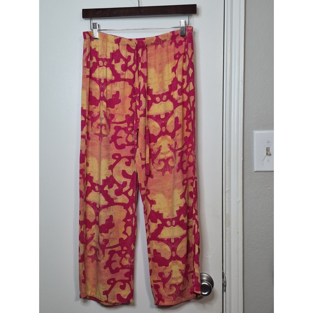 Natori Oasis Challis Pajama‎ Bottoms In Coral Pink Whimsical Size Small 1 Piece